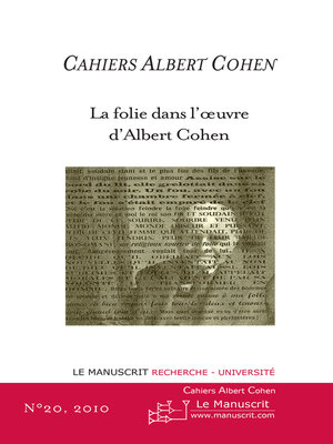 cover image of Cahiers Albert Cohen N°20